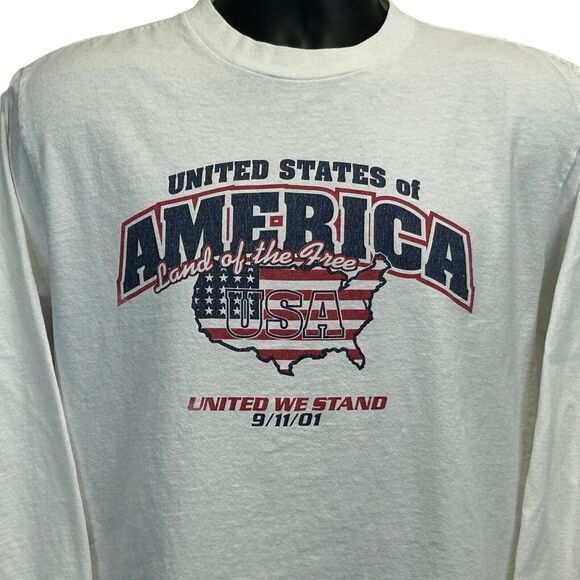 Vintage Y2Ks United We Stand 9-11-01 T Shirt September 11th USA White M Medium - Picture 1 of 8